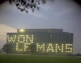 (1967) Ford World Headquarters in Dearborn, Mich., lights...